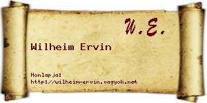 Wilheim Ervin névjegykártya